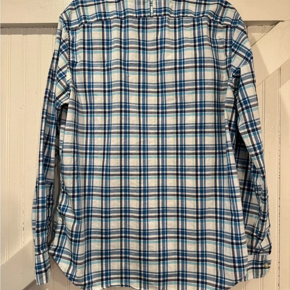 Banana Republic Camden Fit Blue Plaid Button Down Shirt L